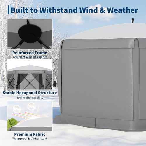 13x13FT 6-Sided Pop Up Gazebo Tent，One-Push Setup Canopy Tent - Image 2