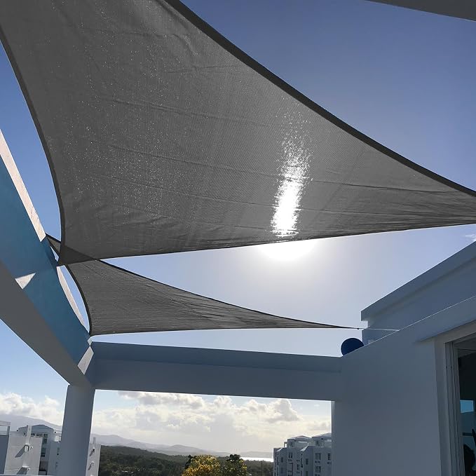 SUNNY GUARD Sun Shade Sail 14'x 14'x 14' Triangle Dark Grey UV Block Sunshade by SUNNYGUARD