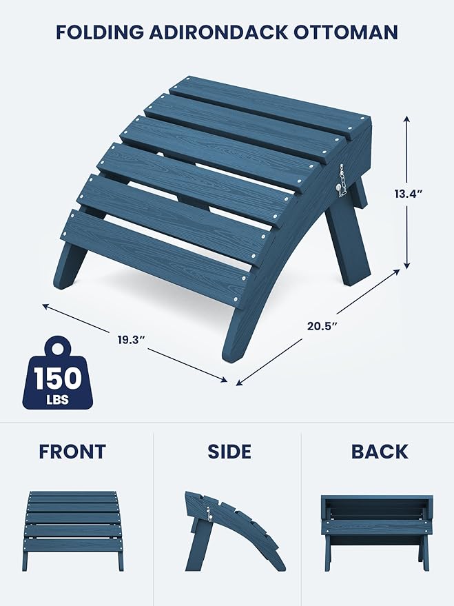 KINGYES Folding Adirondack Ottoman - Image 3