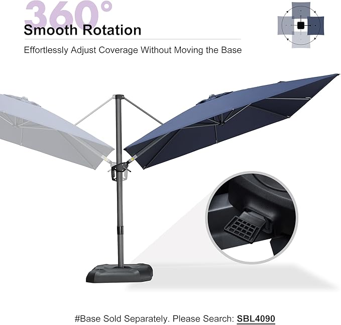 PURPLE LEAF 9 Feet Patio Umbrella Outdoor Cantilever Square Umbrella Aluminum - Image 8