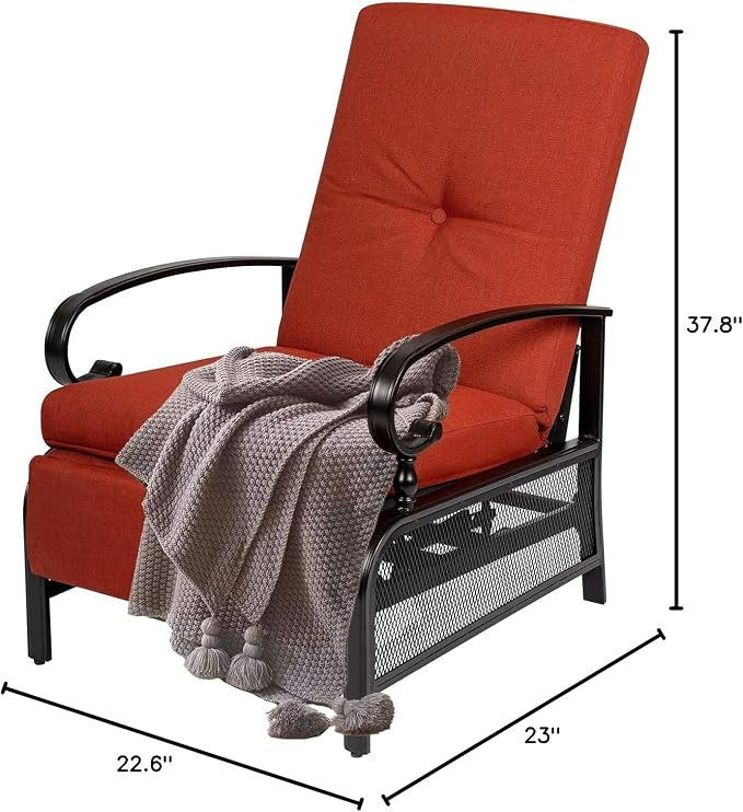 Oakcloud Adjustable Outdoor Lounge Chair Metal Patio Relaxing Recliner Chair - Image 8