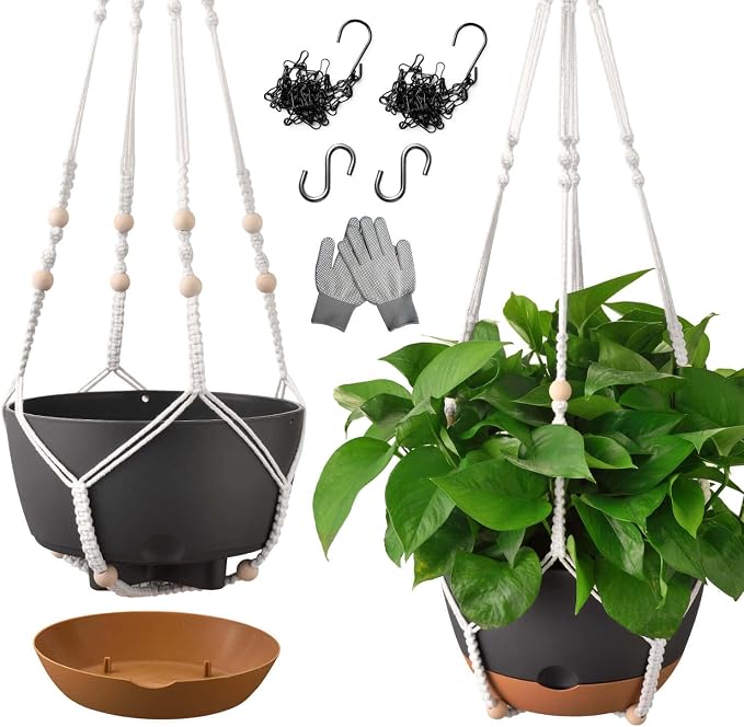 10 Inch Hanging Planters for Indoor Plants, Outdoor Hanging Plant Pot by TIMOSUKI