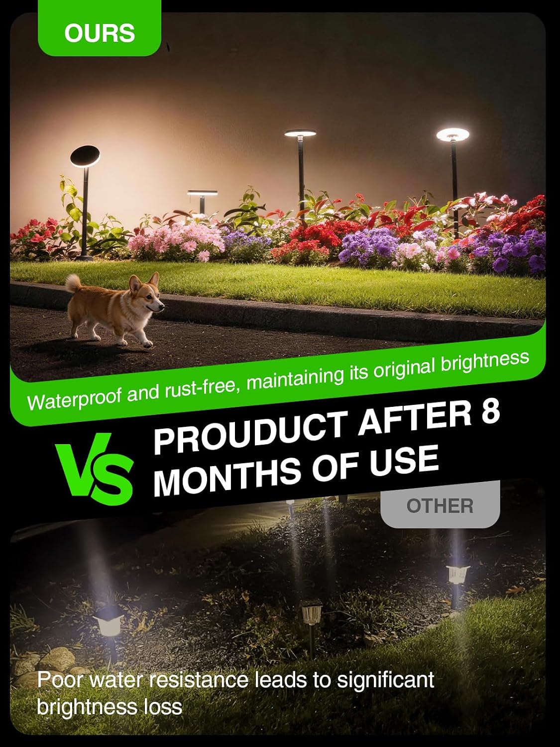 KOOPER 3X Larger & Taller Solar Pathway Lights Outdoor, 6 Pack Metal Solar Powered Garden Lights Waterproof, 2 Lighting Modes Adjustable Solar Landscape Path Lights for Outside Yard Walkway Driveway