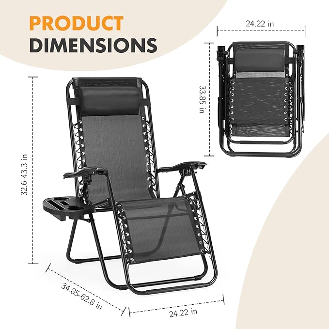 NEWBULIG Zero Gravity Chair Set of 4, Lounge Chair Folding Portable Adjustable - Image 7