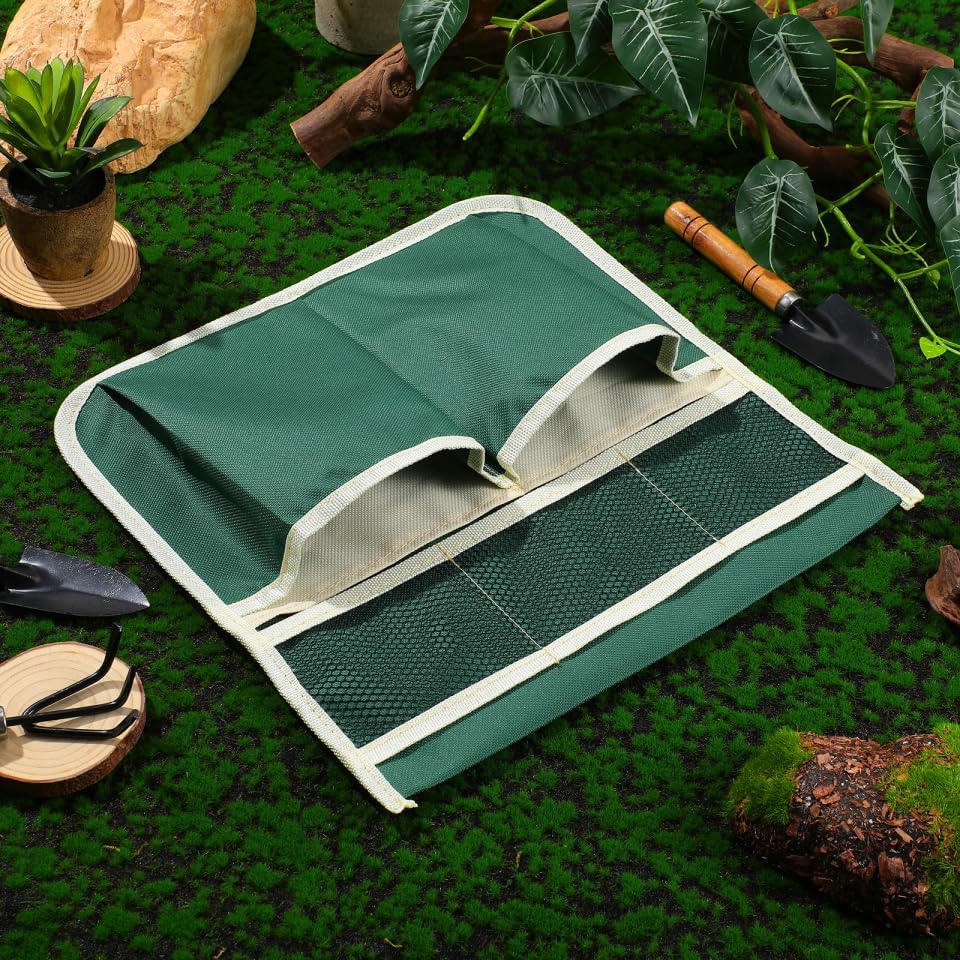 Garden Kneeler Tool Bag Stool, Foldable Garden Tool Bag Portable for Outdoor Gardening (Green)