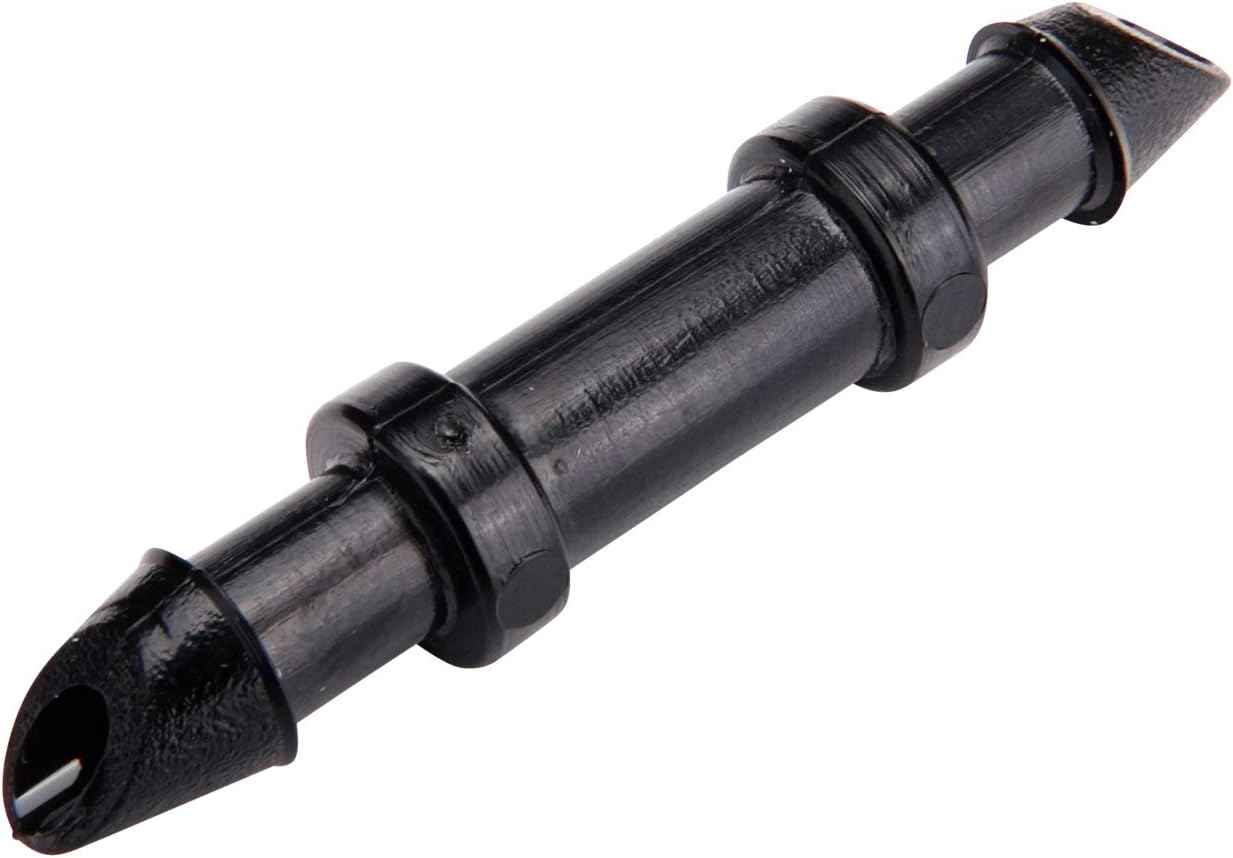 Raindrip 312050B Drip Irrigation Fittings Single Barbed Coupling Connectors, 1/4-Inch, 50 Per Bag, for Trees, Shrubs, Gardens, Black