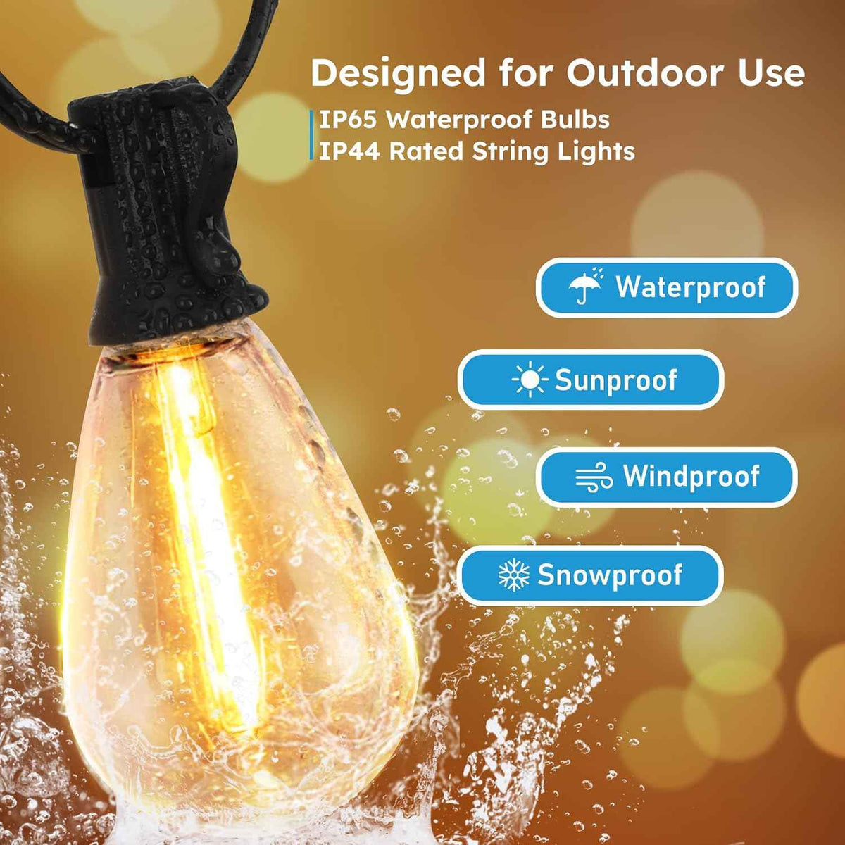 GvvooHome LED Outdoor String Lights, 200FT Waterproof Patio Lights with 62 Shatterproof S11 Plastic Bulbs, 2700K Warm White Edison Hanging Lights for Backyard, Garden, Porch, Bistro