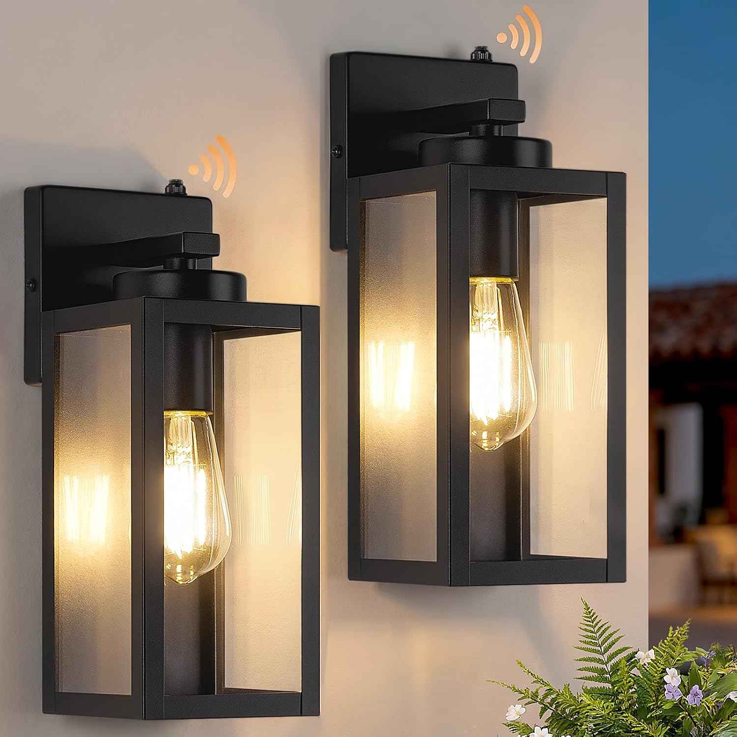 BesLowe Upgraded Dusk to Dawn Outdoor Wall Lights, Matte Black, 2-Pack | Auto On/Off, Rust-Resistant, Quick & Easy Installation, Waterproof & Weatherproof, Thick Clear Glass & Durable Metal