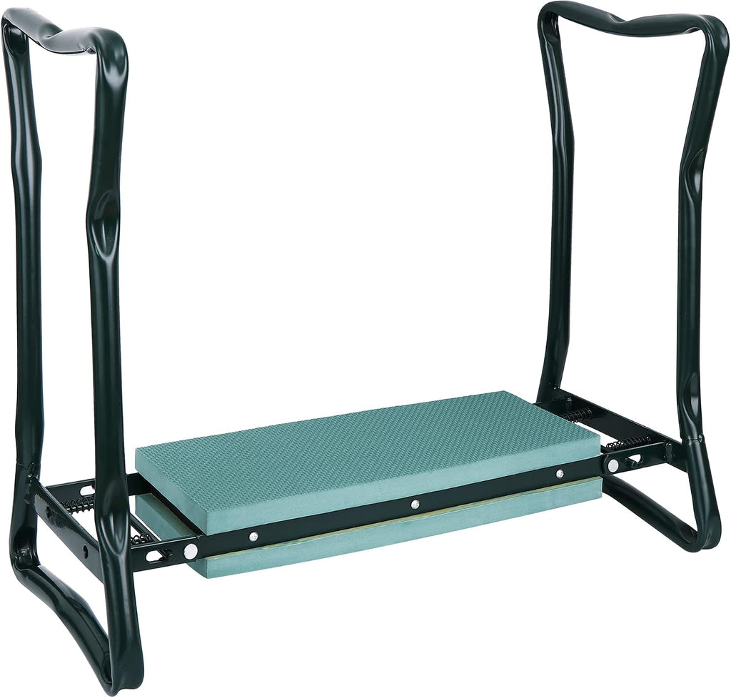 HomGarden Upgraded Folding Garden Kneeler Seat Bench Stool w/Thicken & Widen Soft Kneeling Pad, Portable Heavy Duty Gardener Stool with Large Tool Pouch,1 Set