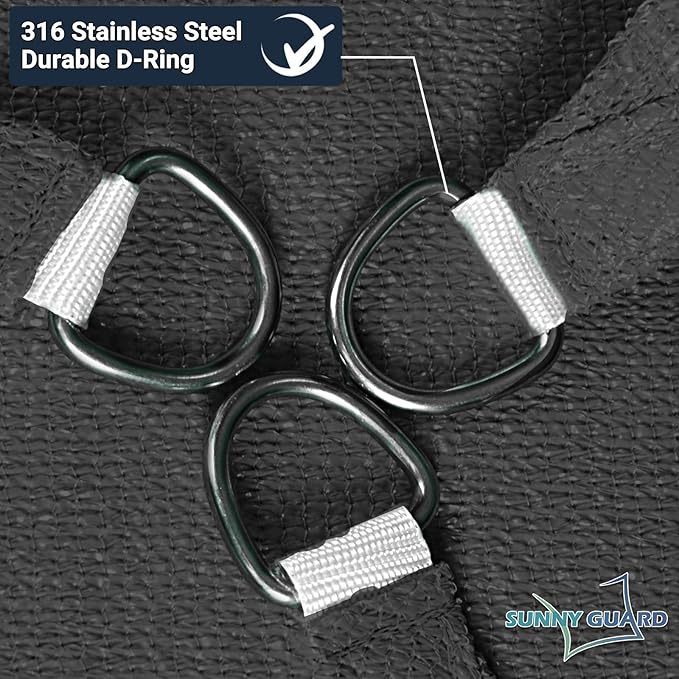 SUNNY GUARD Custom Size 15'x15'x15' Graphite Grey Sun Shade Sail Triangle UV - Image 5