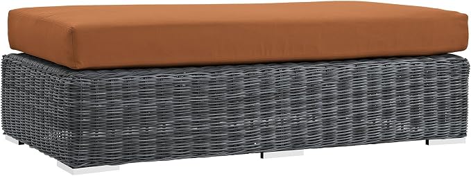 Modway Summon Wicker Rattan Outdoor Patio Sunbrella® Fabric Rectangle Ottoman - Image 4