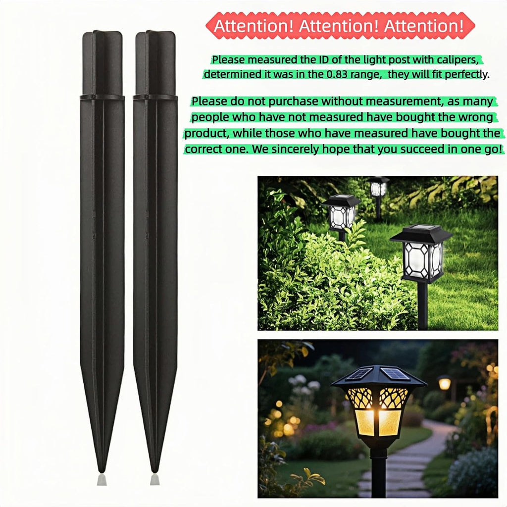 Must Measure First! Fits ONLY 0.83" Inner Diameter Solar Ground Spikes - 8.25" ABS Replacement Stakes for Garden Pathway Lights (Black-5PACK)