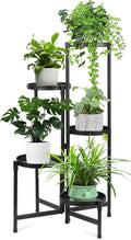 Plant Stand Indoor Outdoor 5 Tier Black Metal Plant Holder 31 in Tall 9 in Wide by Atpddpey