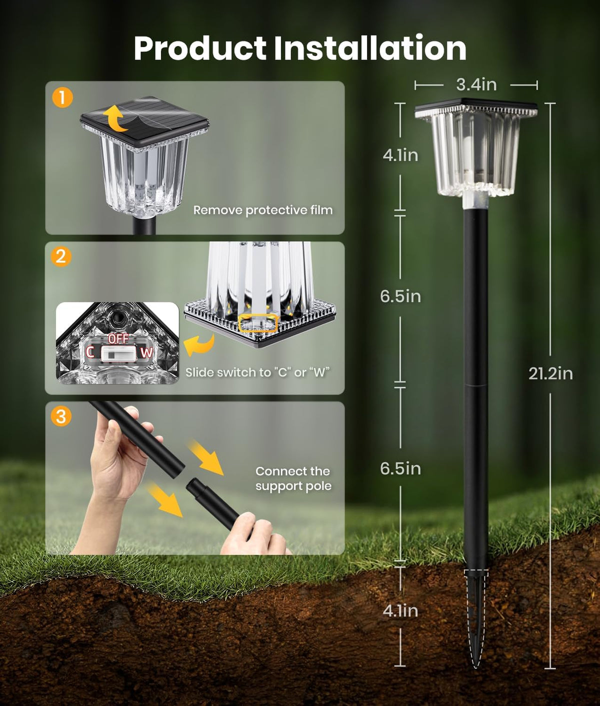 Super Bright Solar Pathway Lights Outdoor, Solar Walkway Lights Adjustable Warm&Cool White, Solar Lights Outdoor Waterproof IP65, Auto On/Off Solar Garden Landscape Lighting for Driveway/Lawn-8 Pack