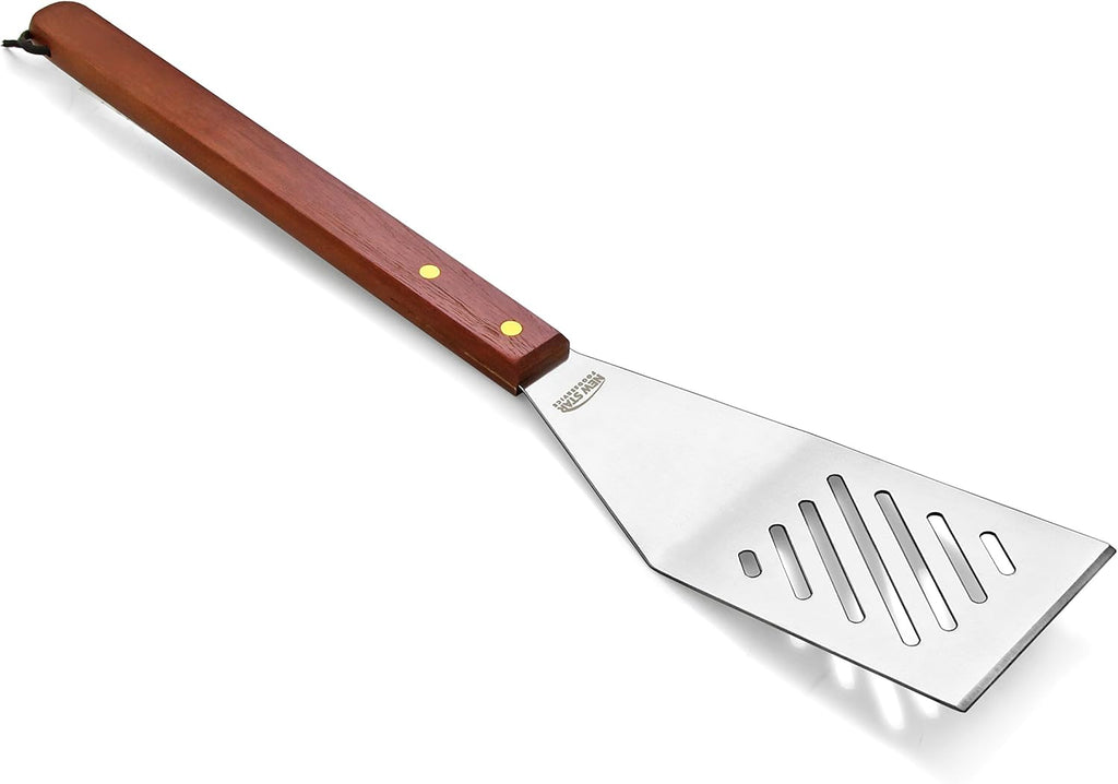 New Star Foodservice 59007 Stainless Steel BBQ Tool Set, Set of 4 | Solid Hard Wood Handles