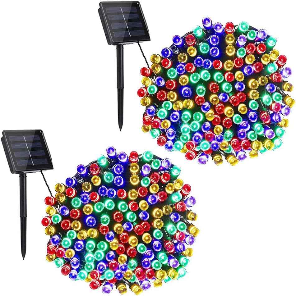 Toodour Solar Christmas Lights Outdoor, 2 Packs Solar String Lights | Total 144ft 400 LED with 8 Mode, Outdoor Christmas Light for Garden, Patio, Fence, Balcony, Xmas Tree Decor - Multicolor