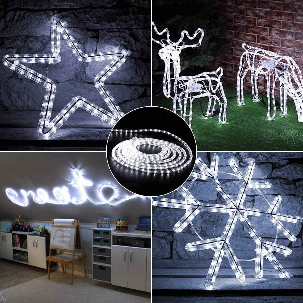 Brizled Cool White Rope Lights Connectable, 18ft 216 LED Rope Light Outdoor | 120V ETL Certificated Plugin Christmas Tube Light; Indoor Outdoor Clear PVC Tube Waterproof for Tree Patio Xmas Camping Decor