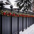 Knitgrip 2 Pack 9ft Christmas Garland Fence Decorations Outdoor with with Solar Light, 40 Pcs Red Balls Ornaments and 100 Pcs Cable Ties for Patio Eaves Railing Porch Door Staircase Yard Holiday