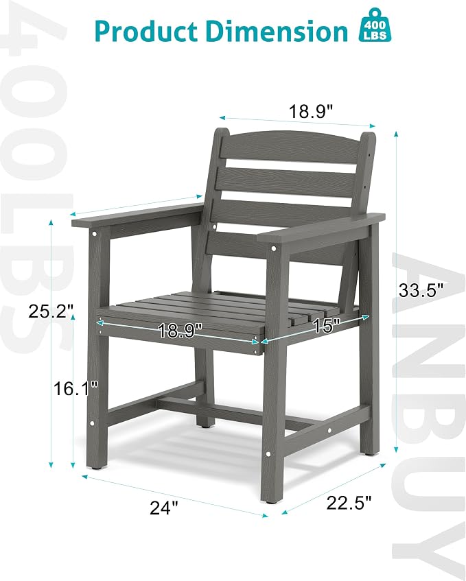 Anbuy Patio Dining Chair Set of 2, Outdoor Chairs - Image 2