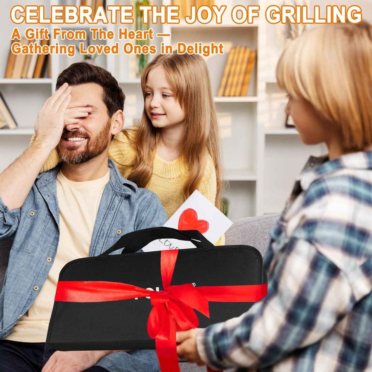 POLIGO 29 PCS BBQ Grill Accessories Stainless Steel BBQ Tools Grilling Tools Set with Storage Bag for Fathers Day Dads Birthday Presents - Camping Grill Utensils Set Ideal Grilling Gifts for Men Black