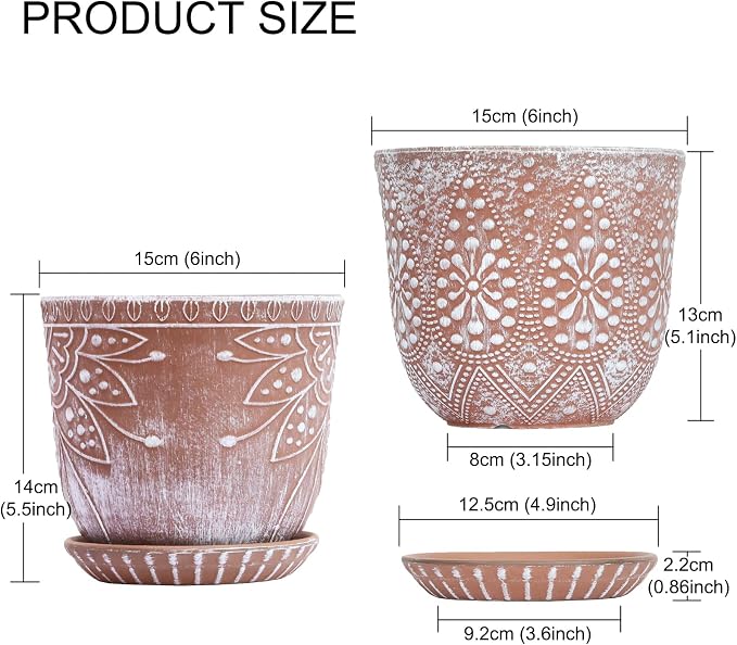 Gepege 6 Inch Beaded Ceramic Planter Set of 2 - Image 2