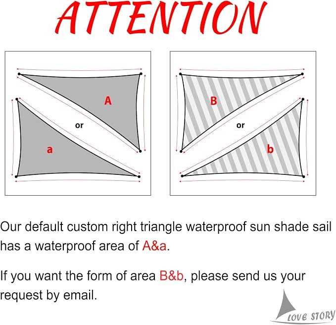 LOVE STORY Right Triangle 9'x18'x20.1' Waterproof Sun Shade Sail Canopy UV Block - Image 2