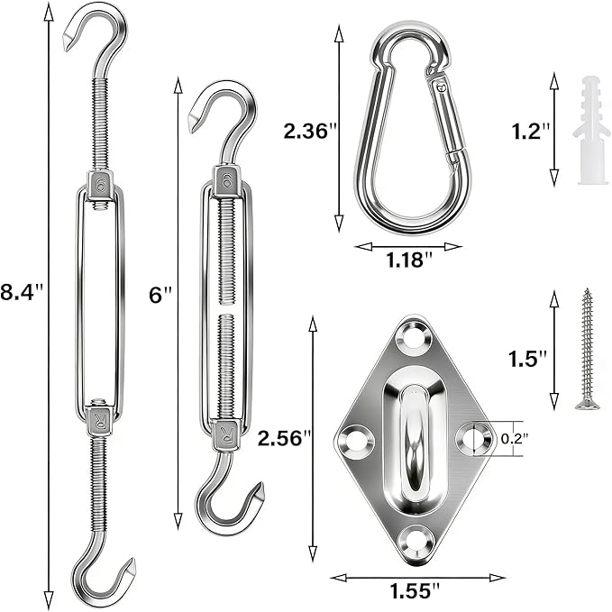 yofit 44 Pcs Shade Sail Hardware Kit, 6 Inch Outdoor Sun Sail Accessories - Image 3