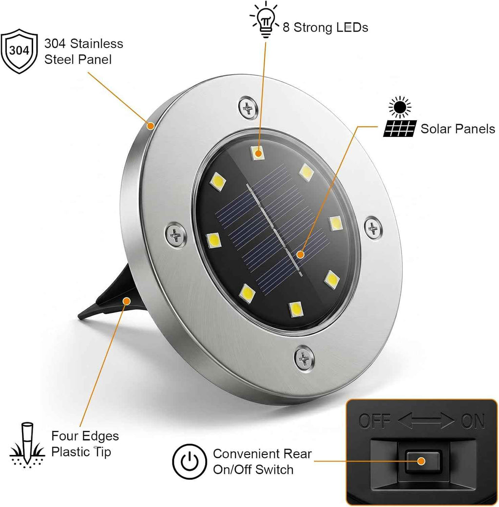 OULONGER 4.6inch Solar Ground Lights 16Packs, Garden Solar Outdoor Waterproof Pathway Bright In-Ground Landscape Lights for Patio, Lawn, Yard, Driveway, Step and Walkway(White Light)