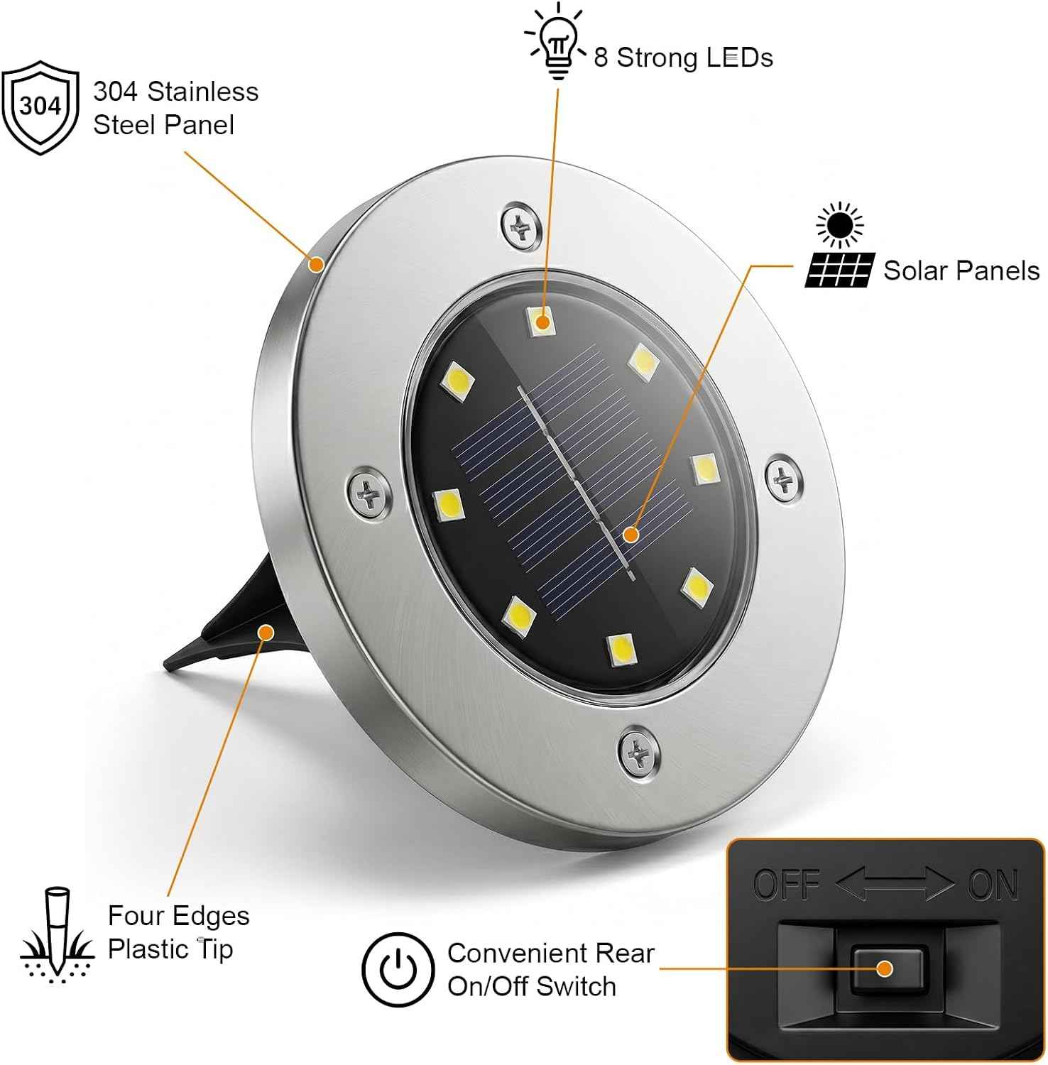 OULONGER 4.6inch Solar Ground Lights 16Packs, Garden Solar Outdoor Waterproof Pathway Bright In-Ground Landscape Lights for Patio, Lawn, Yard, Driveway, Step and Walkway(White Light)