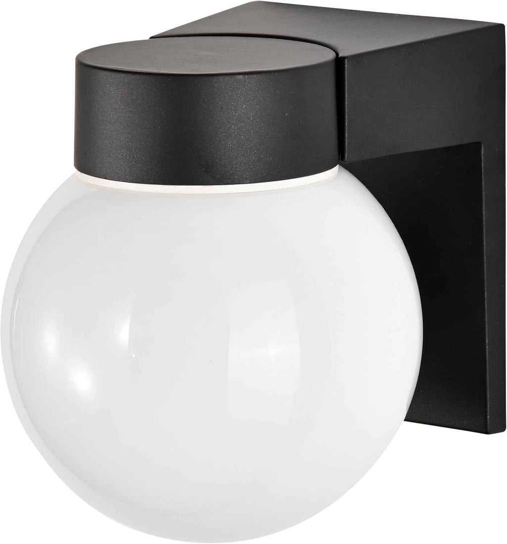 Nuvo Lighting SF77/140 Utility Fixture Die Cast Aluminum Durable Outdoor Wall Mount Porch and Patio Light with White Glass Globe, Black
