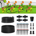 100FT Drip Irrigation System Kit, Quick Connect Garden Watering System, Easy Install Drip Irrigation Kit with 1/2" & 1/4" Tubing, Adjustable Emitters for Garden, Raised Beds, Greenhouse