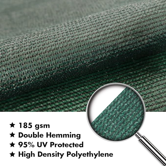 KANAGAWA 7'X7' Dark Green Custom Size Sun Shade Sail Square UV Block Canopy - Image 4