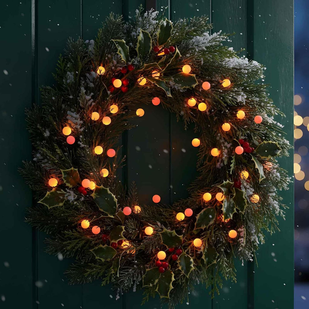 QBIS Battery Powered Halloween Lights, 40 Berry Lights, Orange Yellow Red | 40 Battery Operated Cluster String Light, Fall Decor, Thin Black Wire, 6.5ft, Timer, Indoor Outdoor for Window, Fireplace