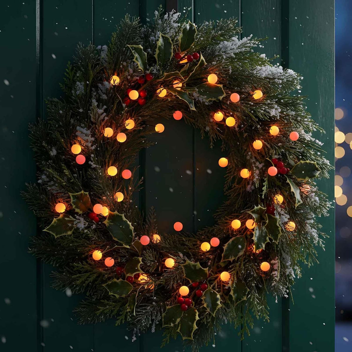 QBIS Battery Powered Halloween Lights, 40 Berry Lights, Orange Yellow Red | 40 Battery Operated Cluster String Light, Fall Decor, Thin Black Wire, 6.5ft, Timer, Indoor Outdoor for Window, Fireplace