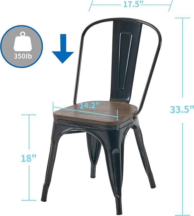 Nazhura Metal Dining Chair Farmhouse Tolix Style
