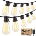Larkvue 96FT LED Outdoor String Lights, 30+2 S14 Edison Bulbs, Black | Waterproof, Shatterproof, Connectable, Energy-saving, Plug in, Dimmable, Hanging Lamp for Backyard Patio Garden Decor