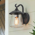LALUZ Black Outdoor Wall Lights for House, Farmhouse Waterproof Anti-Rust Porch Lights Outdoor with Mushroom Seeded Glass, Outdoor Exterior Wall Sconce Light Fixtures Wall Mount for Patio Garage