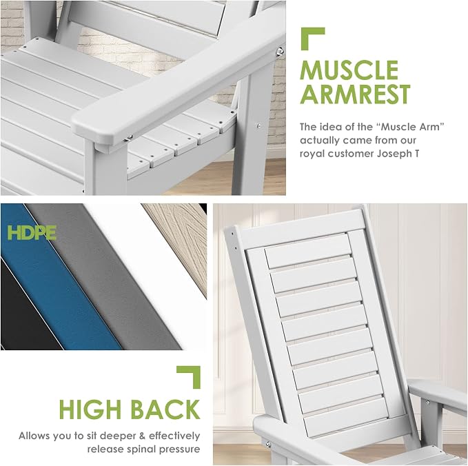 GREENVINES Outdoor Rocking Chairs | Set of 4 | Porch Rocker | HDPE Plastic | - Image 7