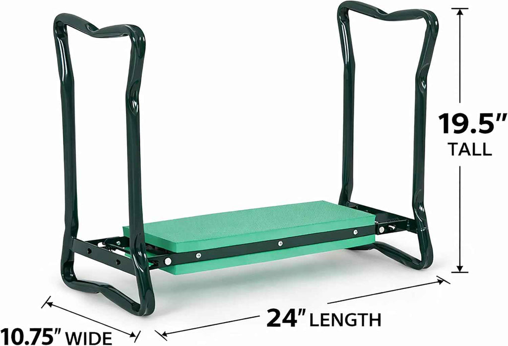 Backyard Expressions Garden Kneeler & Seat – 2-in-1 Garden Stool and Kneeler, Foldable Gardening Bench with Cushioned Pad for Weeding, Planting & Yard Work