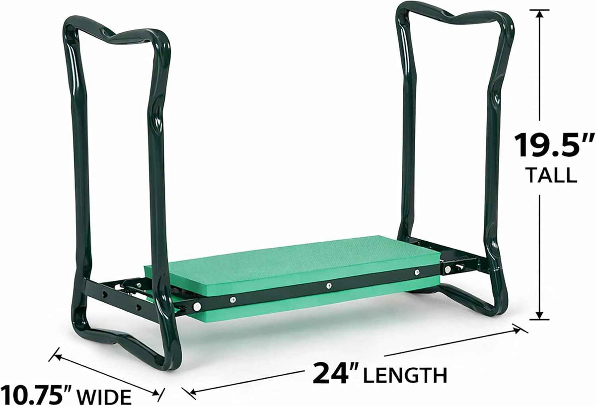 Backyard Expressions Garden Kneeler & Seat – 2-in-1 Garden Stool and Kneeler, Foldable Gardening Bench with Cushioned Pad for Weeding, Planting & Yard Work