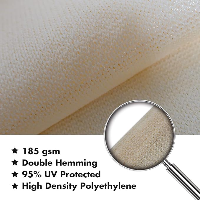 KANAGAWA 21'X24' Cream Custom Size Sun Shade Sail Rectangle UV Block Canopy - Image 4