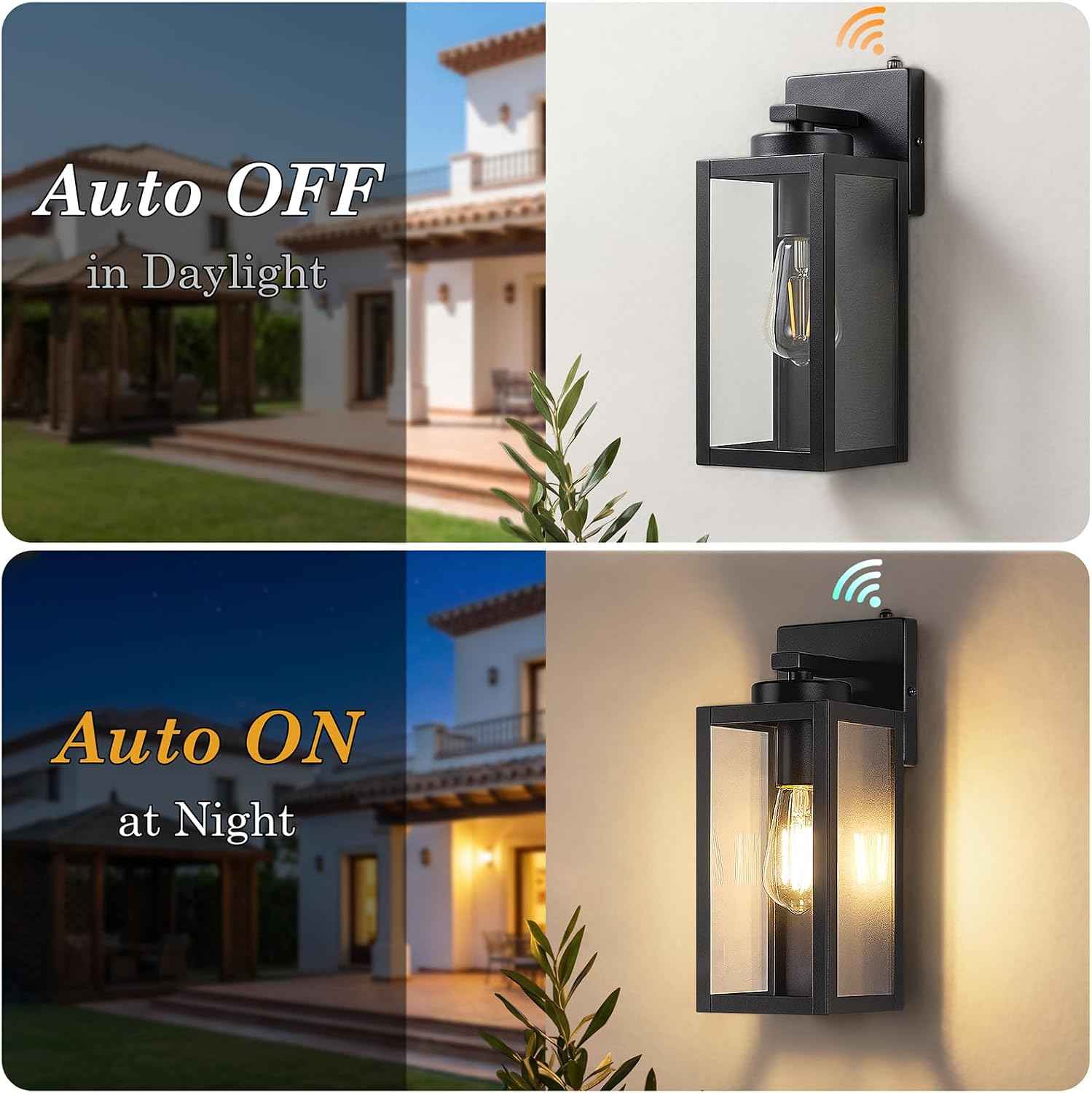 BesLowe Upgraded Dusk to Dawn Outdoor Wall Lights, Matte Black, 2-Pack | Auto On/Off, Rust-Resistant, Quick & Easy Installation, Waterproof & Weatherproof, Thick Clear Glass & Durable Metal