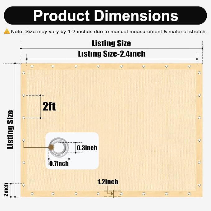 Artpuch 90% Sun Shade Cloth, 10 x 10 FT Pergola Shade Cover Canopy - Image 4