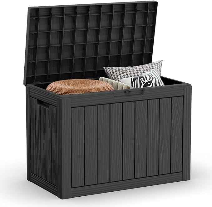 46 Gallon Outdoor Deck Box, Lockable Waterproof Outdoor Storage Boxes