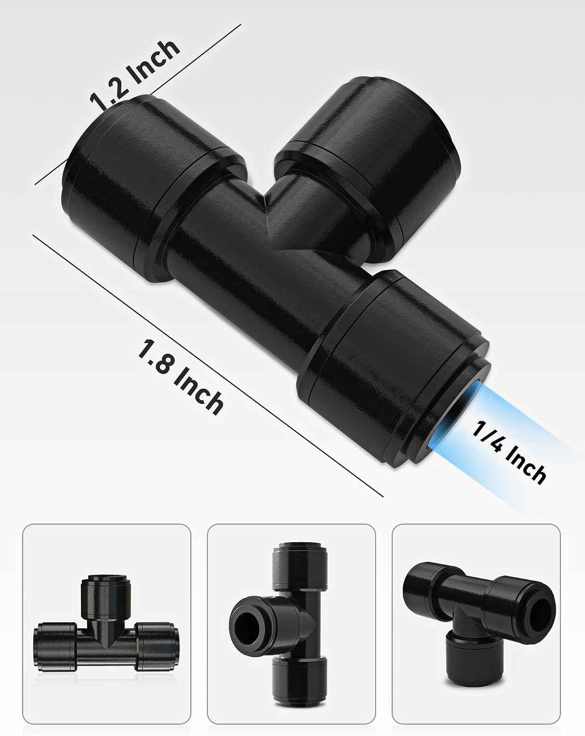 EVOULTES 16 Pack 1/4" Drip Irrigation Tee Fittings, Quick Connect | 16 Pack Tee Connectors, Fits 1/4" Irrigation Tubing, Leak Resistant Seal, Quick Push Installation, Durable Garden Use