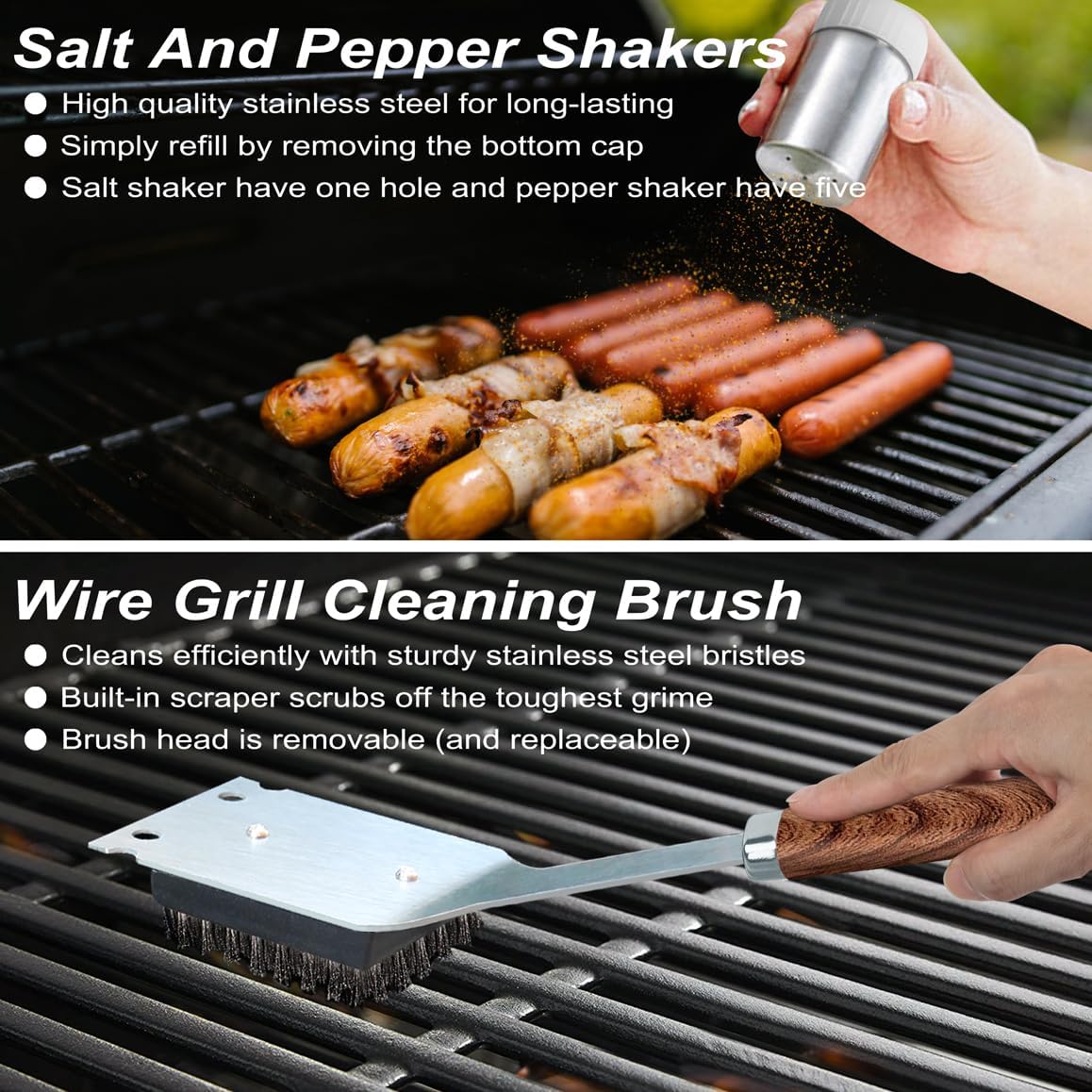 POLIGO 22PCS Heavy Duty BBQ Grill Accessories Set, Non-Slip Grill Tools for Outdoor Grill Set Stainless Steel Grill Utensils Set, Deluxe Grilling Tools Set in Aluminum Case Ideal Gifts for Men Brown