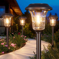XMCOSY+ Solar Lights Outdoor, 6 Pack Metal Glass Solar Pathway Lights | Bright 20/40LM Landscape Lighting with Warm/Cool White, Solar Powered Waterproof Lights for Yard, Path, Walkway, Driveway