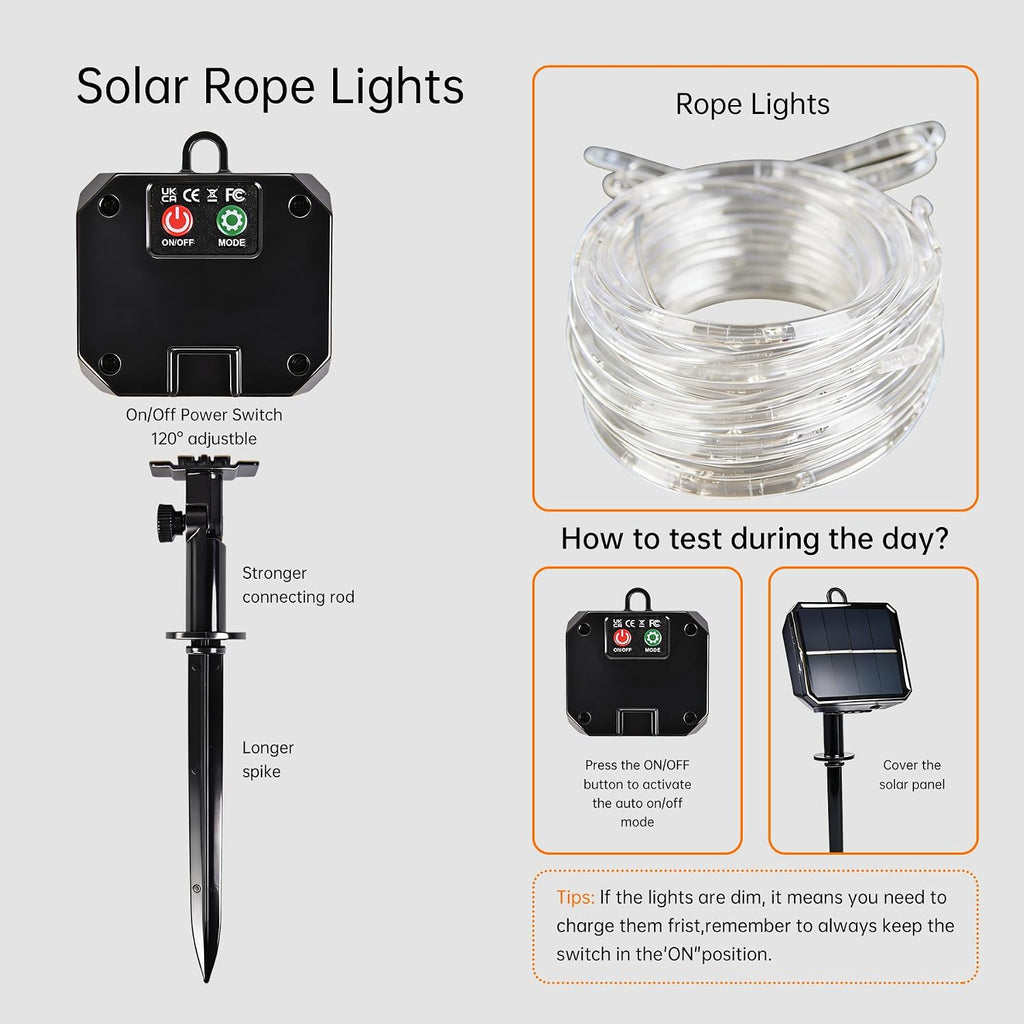 Solar Roep Lights for outside, 66ft 200 LED Warm White Solar string Lights | with 8 Modes, Waterproof Solar Outdoor Lights for Patio Garden Yard Party Tree Proch Pool Fence Holiday Christmas Decoration