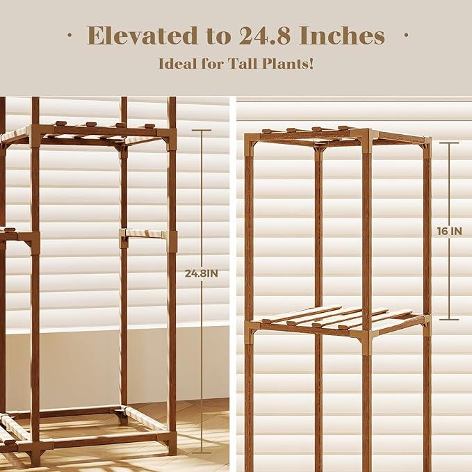 Bamworld Tall Plant Stand Indoor Wood Shelf Outdoor Tiered Rack - Image 2