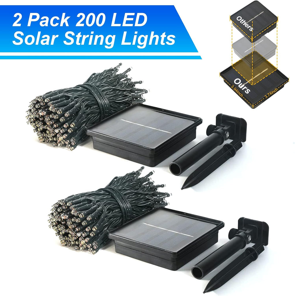 JMEXSUSS 2 Pack Solar String Lights Outdoor, Total 400 LED 151FT, Blue | Outdoor Waterproof, 8 Modes Solar Christmas Lights for Outside Patio Yard Garden Party Tree Christmas Decorations